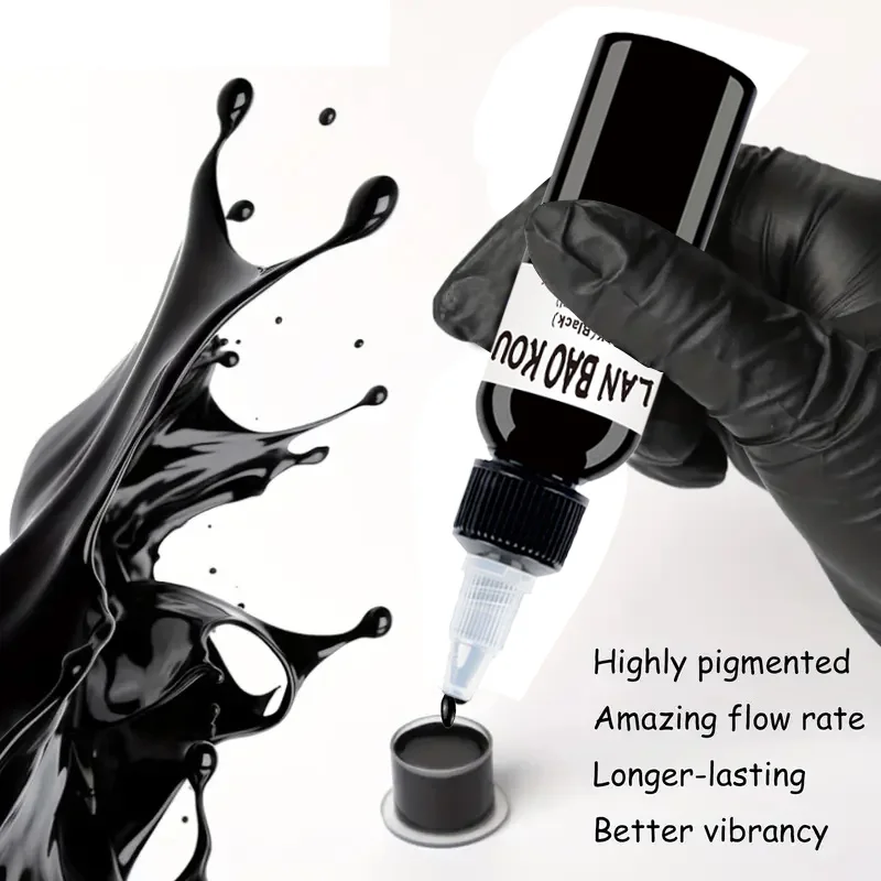 2pcs 30ml Black Tattoo Ink Pigment with BodyArt Tattoo Kits Professional Beauty Paints Makeup Tattoo Supplies Semi-permanent