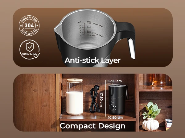 Electric Milk Frother Automatic Rotary Foamer for Coffee Cappuccino Latte Hot and Cold Foam Maker Split Type Milk Foamer