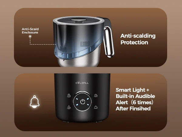 Electric Milk Frother Automatic Rotary Foamer for Coffee Cappuccino Latte Hot and Cold Foam Maker Split Type Milk Foamer