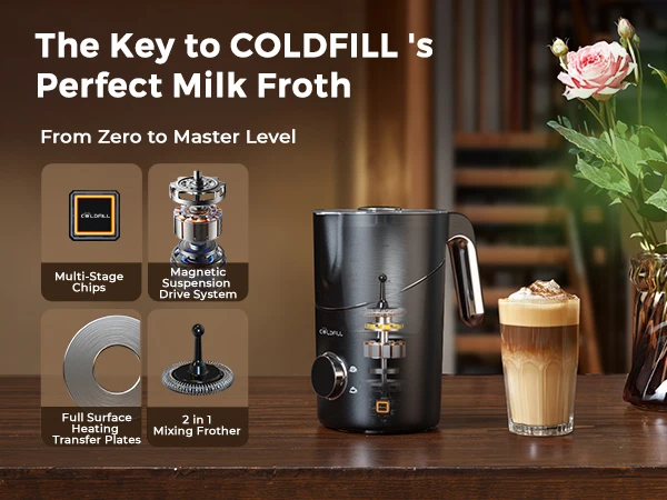 Electric Milk Frother Automatic Rotary Foamer for Coffee Cappuccino Latte Hot and Cold Foam Maker Split Type Milk Foamer