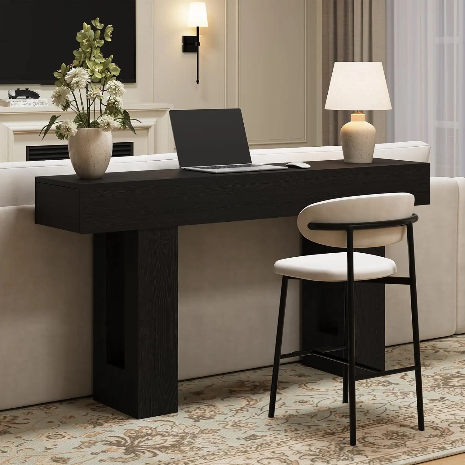 63in Long Console Table with Drawers Wood Industrial Sofa Entry Table for Living Room Hallway, Customized