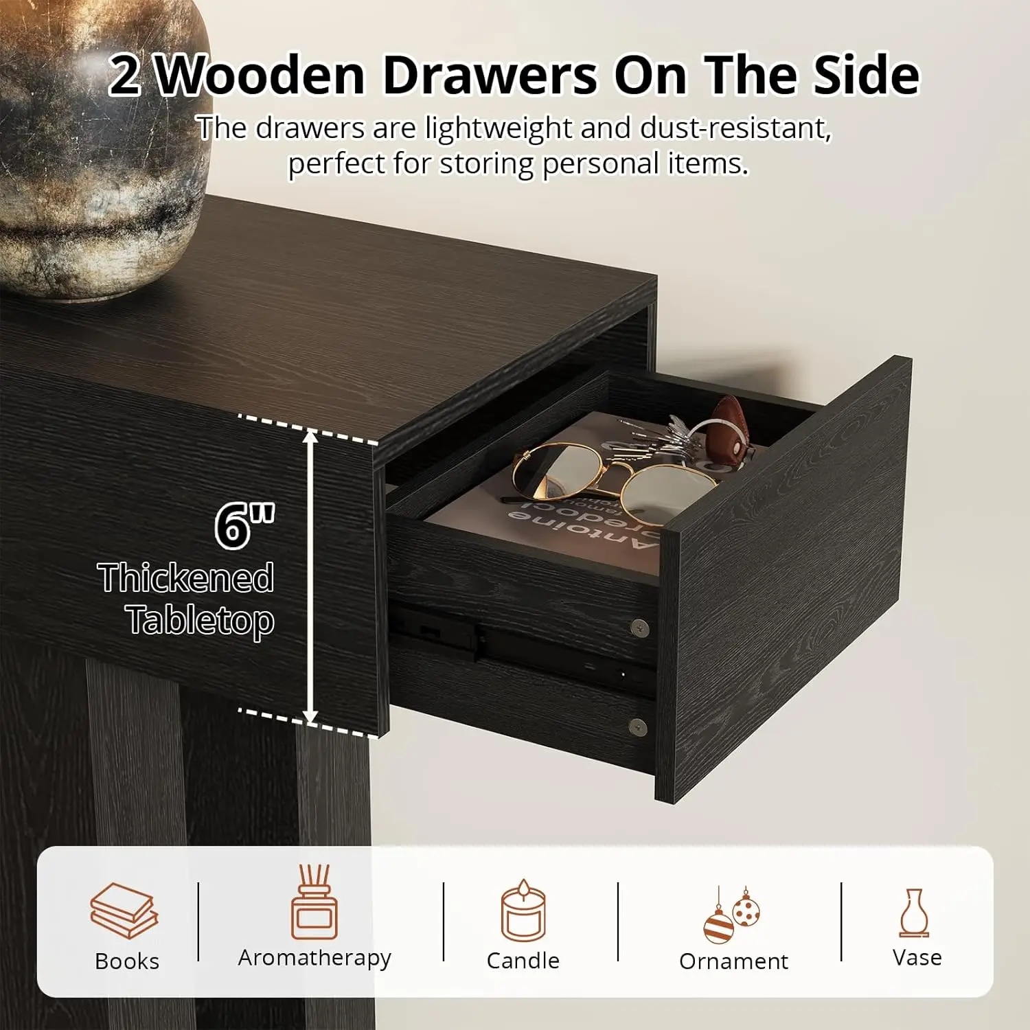 63in Long Console Table with Drawers Wood Industrial Sofa Entry Table for Living Room Hallway, Customized