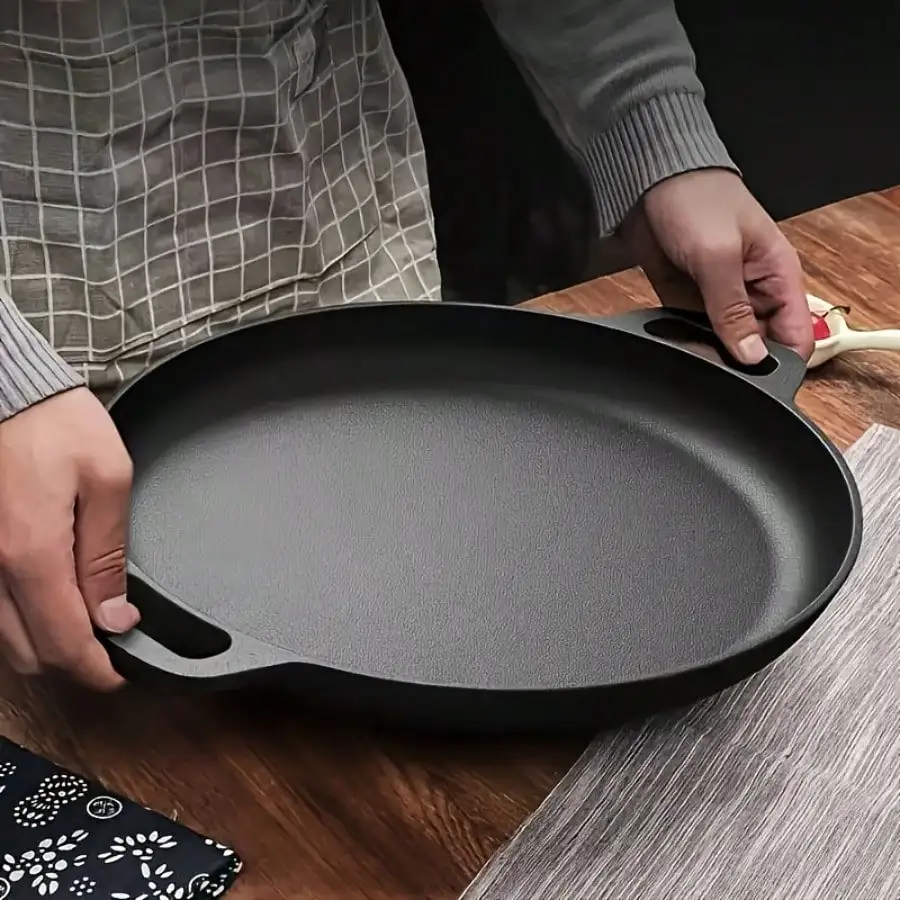 Pre-Seasoned Cast Iron Skillet Pizza Pan, Heavy Duty Round Cast Iron Griddle for Frying, Searing, Baking & Grilling, Versatile Cookware for Stovetop, Oven, Indoor Kitchen, Camping & Outdoor Cooking