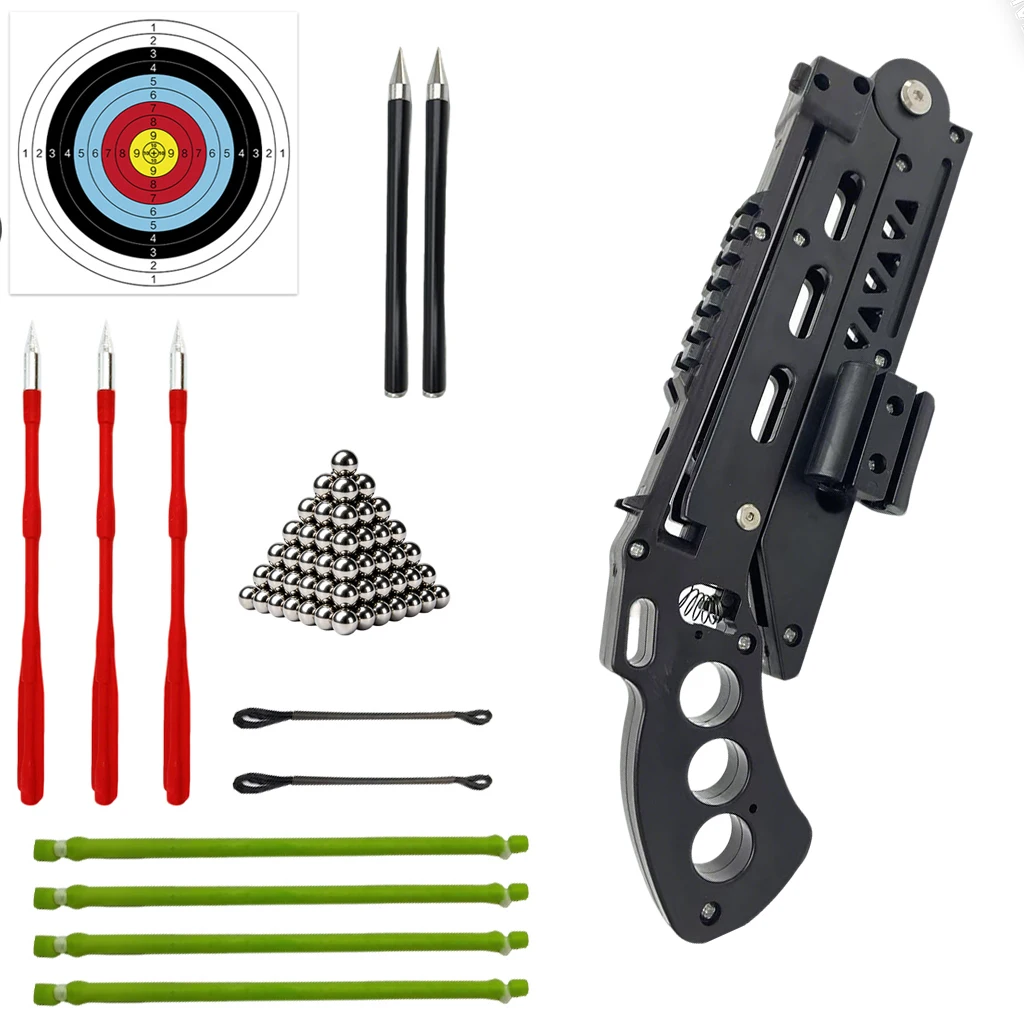 Powerful Foldable Slingshot Kit, Compact Hunting & Survival Tool for Jungle Camping, Shoot Arrows and Steel Ammo