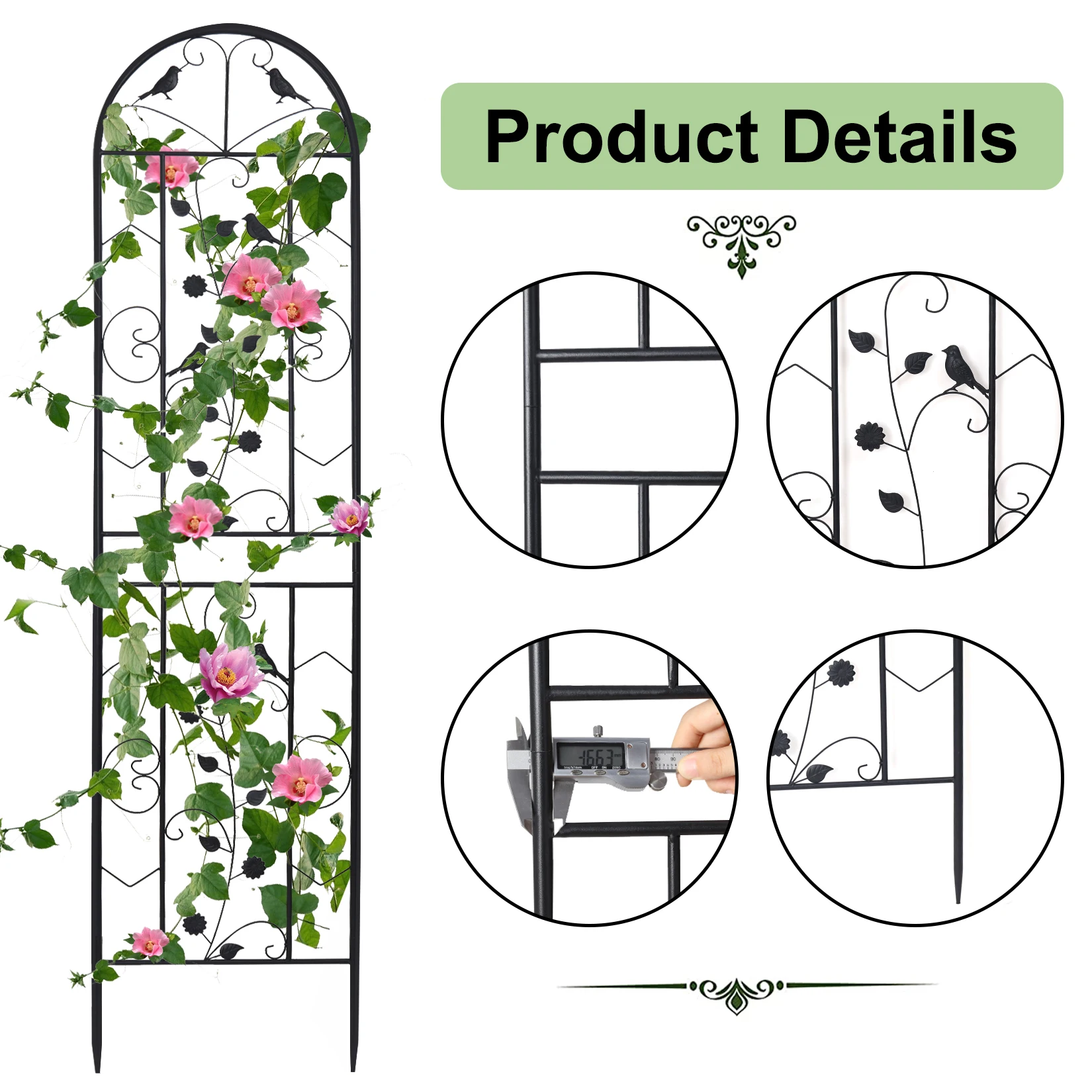 2 Pack Decorative Metal Garden Fence Tall Climbing Plants Fencing Barrier