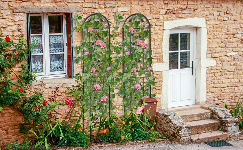2 Pack Decorative Metal Garden Fence Tall Climbing Plants Fencing Barrier