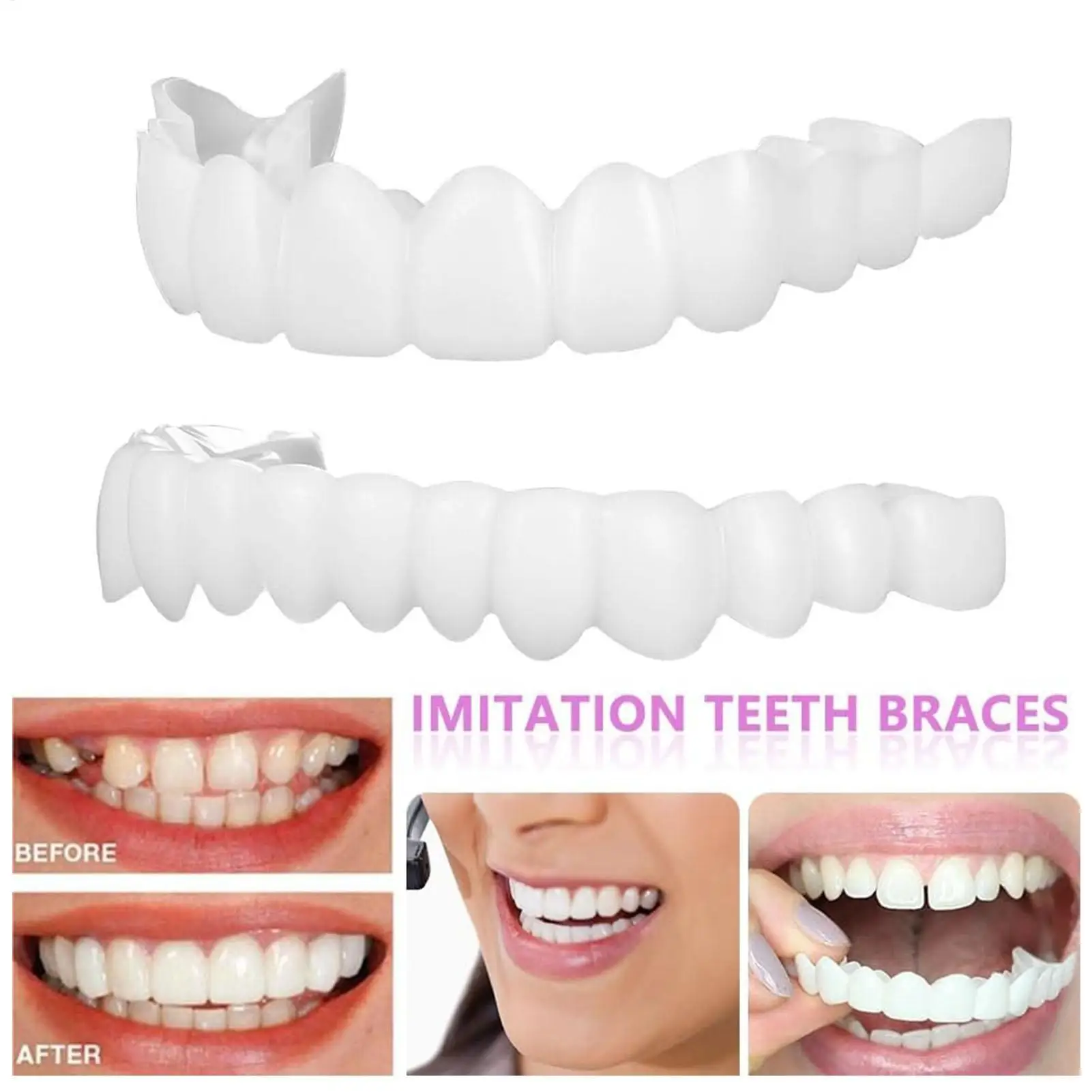 Tooth Veneers Unisex Teeth Veneer Upper Lower Veneers Temporary Smile Improver Instant Confidence Smile Tools Beauty Tool
