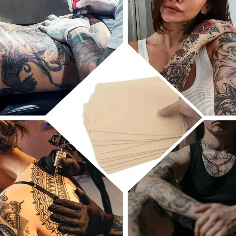 Thick Fake Skin Tattoo Practice Kit, Tattoo Practice Skin with Tattoo Transfer Paper, Double Sided Silicone Skin for Tattooing,