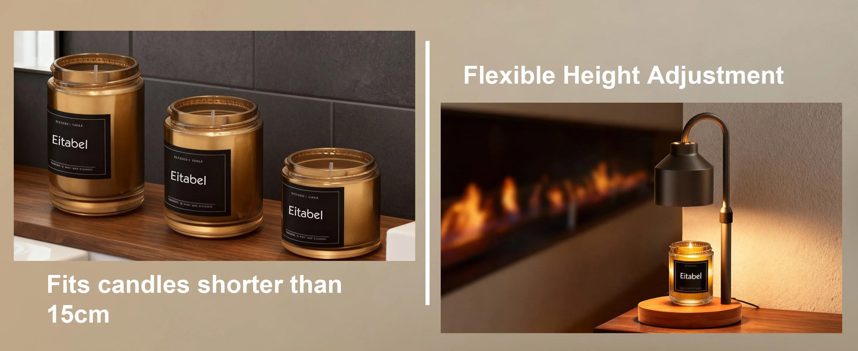 Atmospheric Wax Melting Lamp, Electric Candle Heater with Timer, Adjustable Height, Suitable for Jar Candles, Includes 2 Bulbs