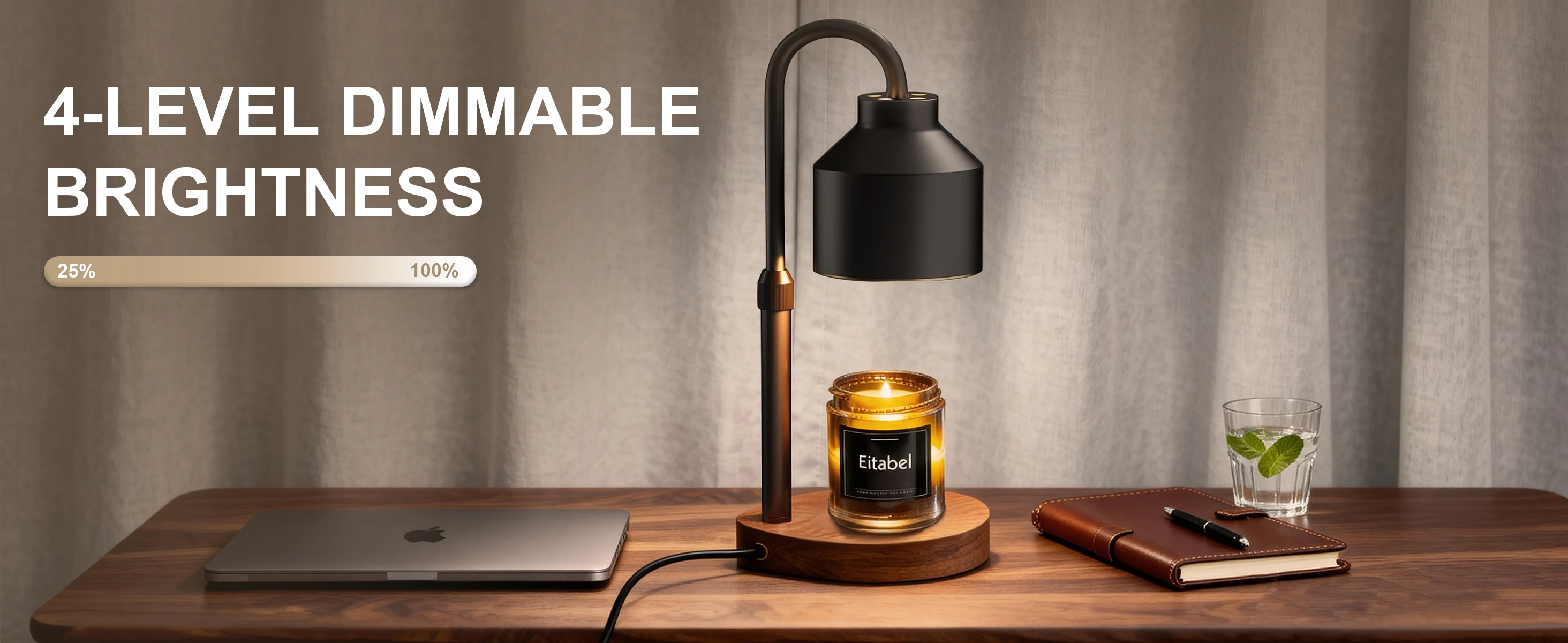 Atmospheric Wax Melting Lamp, Electric Candle Heater with Timer, Adjustable Height, Suitable for Jar Candles, Includes 2 Bulbs