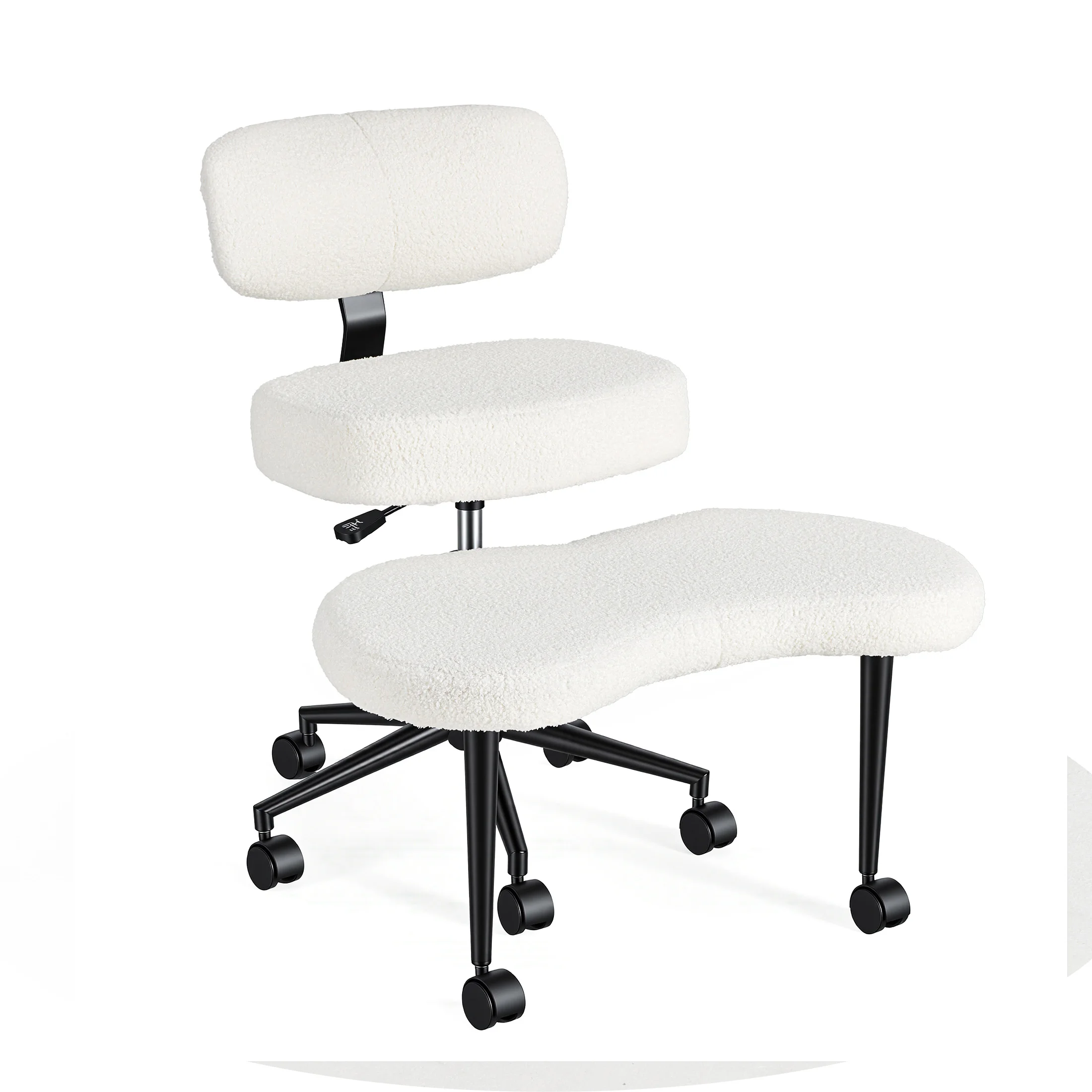 JHK Teddy Fleece Armless Ergonomic Office Chair with Lumbar Support Rolling Swivel Multiple Combination Methods Office Chair