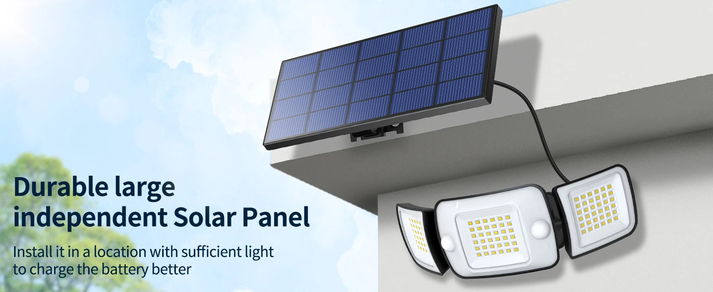 Intelamp Top Brand Long Life 4000Mah Outdoor Solar Led Lights Spotlight Large Solar Panel With 3 Modes Two Motion Sensors Security Flood Light Wall Lamp For Garden Yard Garage