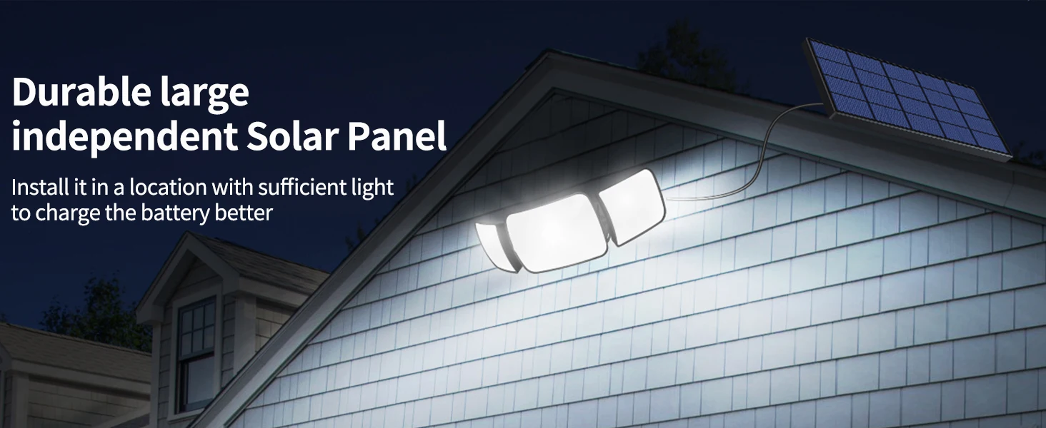 Intelamp Top Brand Long Life 4000Mah Outdoor Solar Led Lights Spotlight Large Solar Panel With 3 Modes Two Motion Sensors Security Flood Light Wall Lamp For Garden Yard Garage