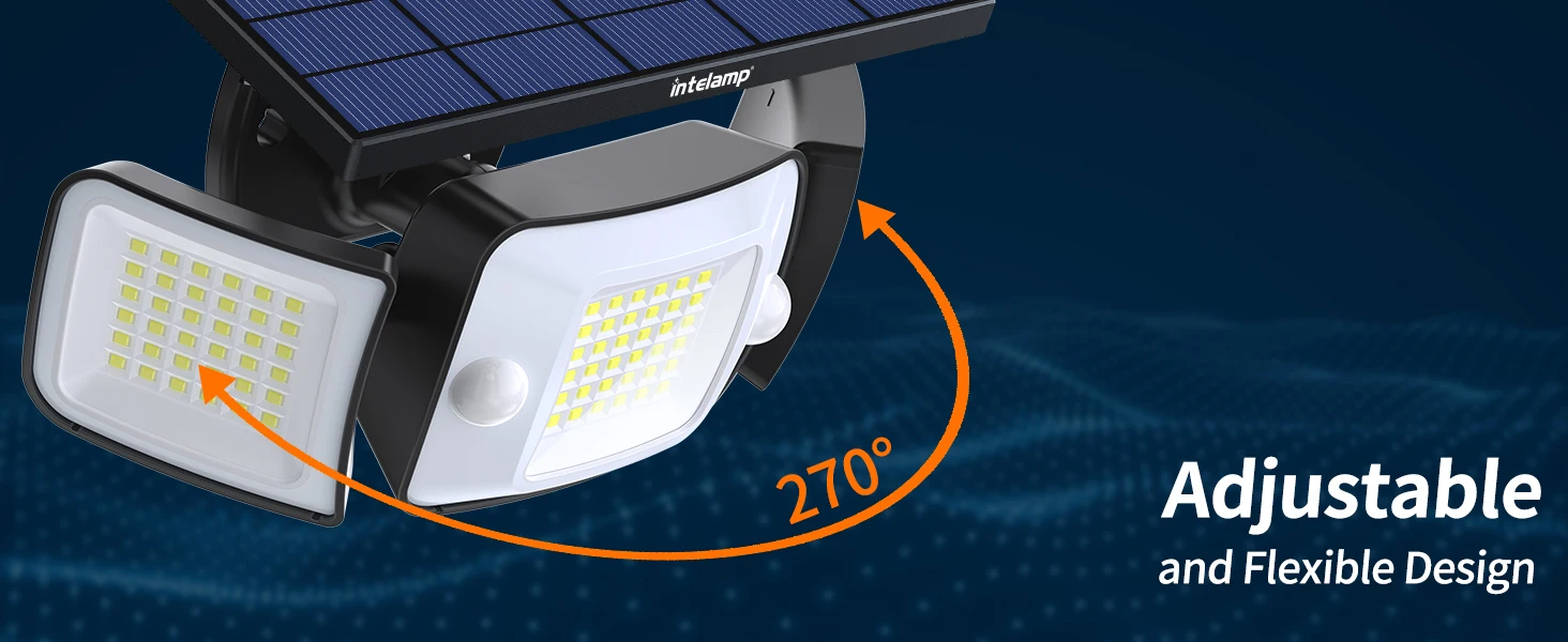 Intelamp Top Brand Long Life 4000Mah Outdoor Solar Led Lights Spotlight Large Solar Panel With 3 Modes Two Motion Sensors Security Flood Light Wall Lamp For Garden Yard Garage