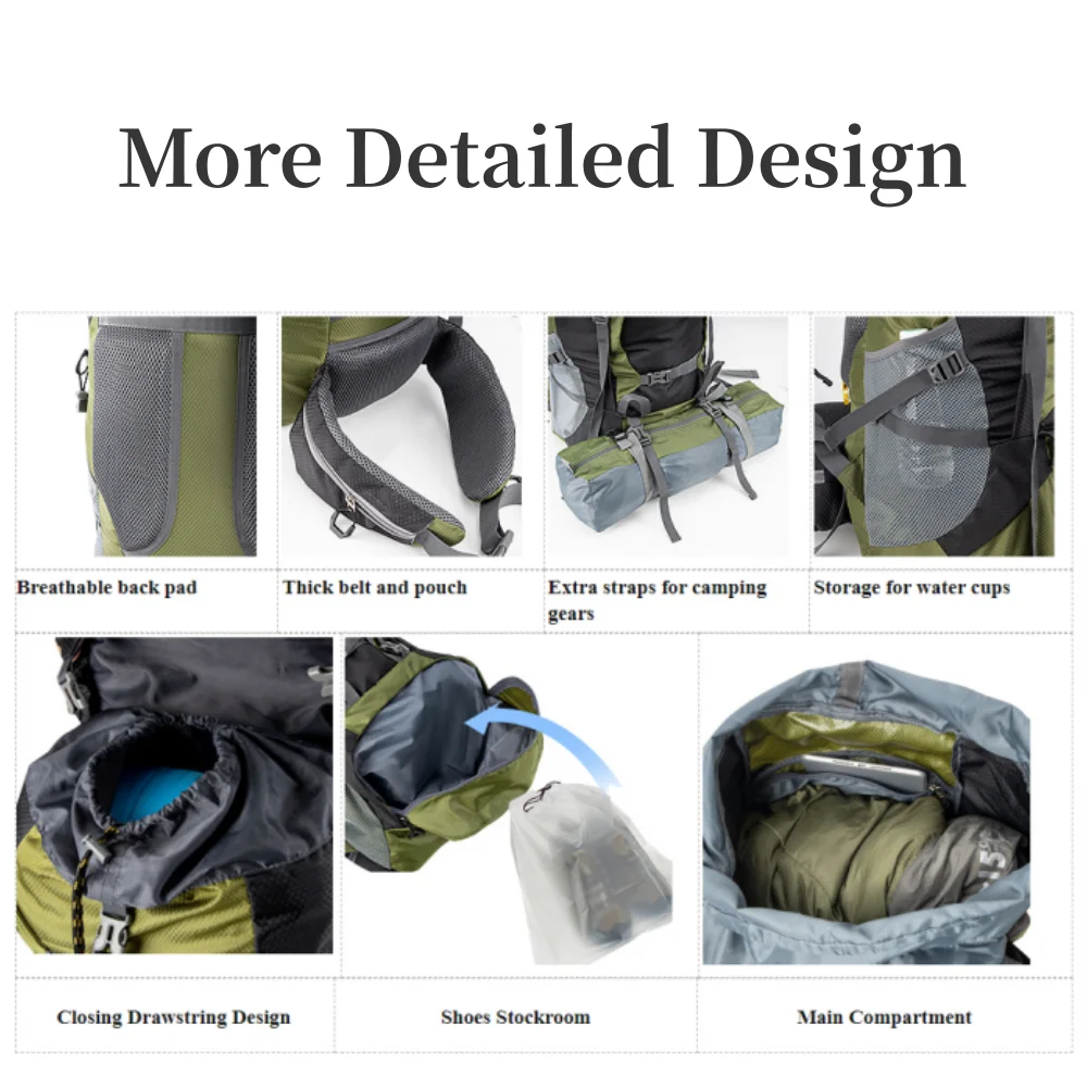 Night Cat Hiking Backpacks Camping Backpacking Packs for Men Women Lightweight Outdoor for Mountaineering Traveling, No Internal Frame