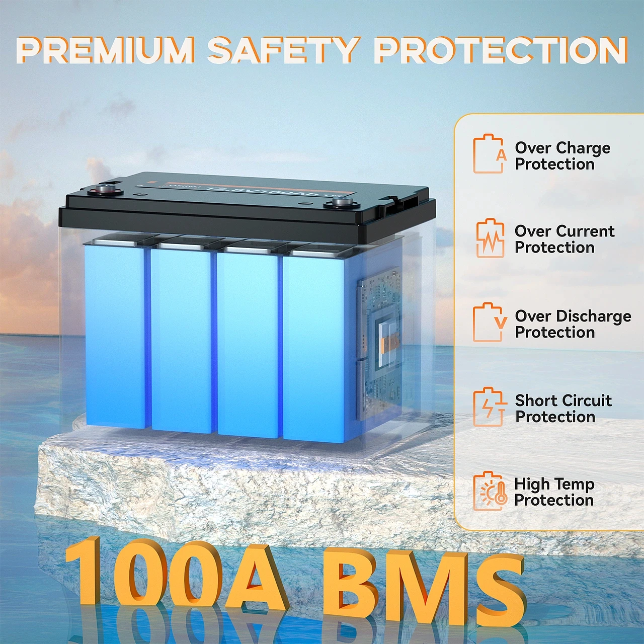 Buknuwo Smart 12V/12.8V 150Ah Bluetooth LiFePO4 Lithium Battery, 1920Wh Power Energy Battery, Built-in 100A BMS Grade A Cells, Low-Temp Protection, Capable Of Over 4, 000 Cycles Support Series/Parallel Battery For Solar, RV, Marine, Off-Grid Application