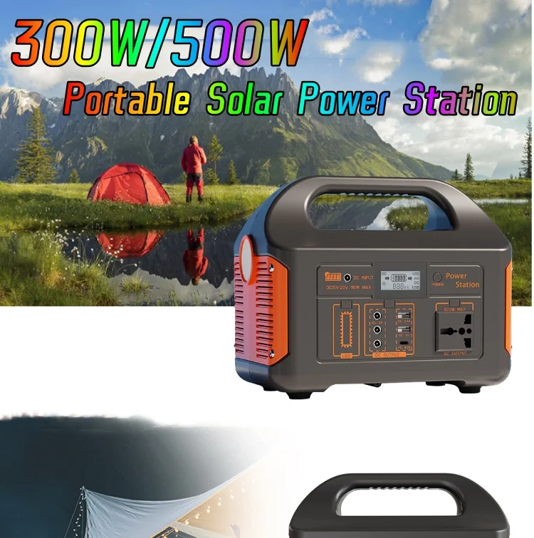 Jsdsolar 300W 500W Portable Solar Power Station Generator 110V220V LED Light Emergency Solar Power Bank for Home Outdoor Camping