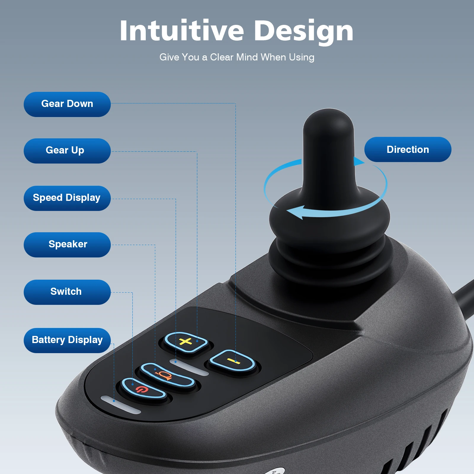 Electric Wheelchair Joystick Controller 50A DC24V ML2P+ Connection Aluminum Alloy Body 5-Speed Adjustment for Replacement Parts