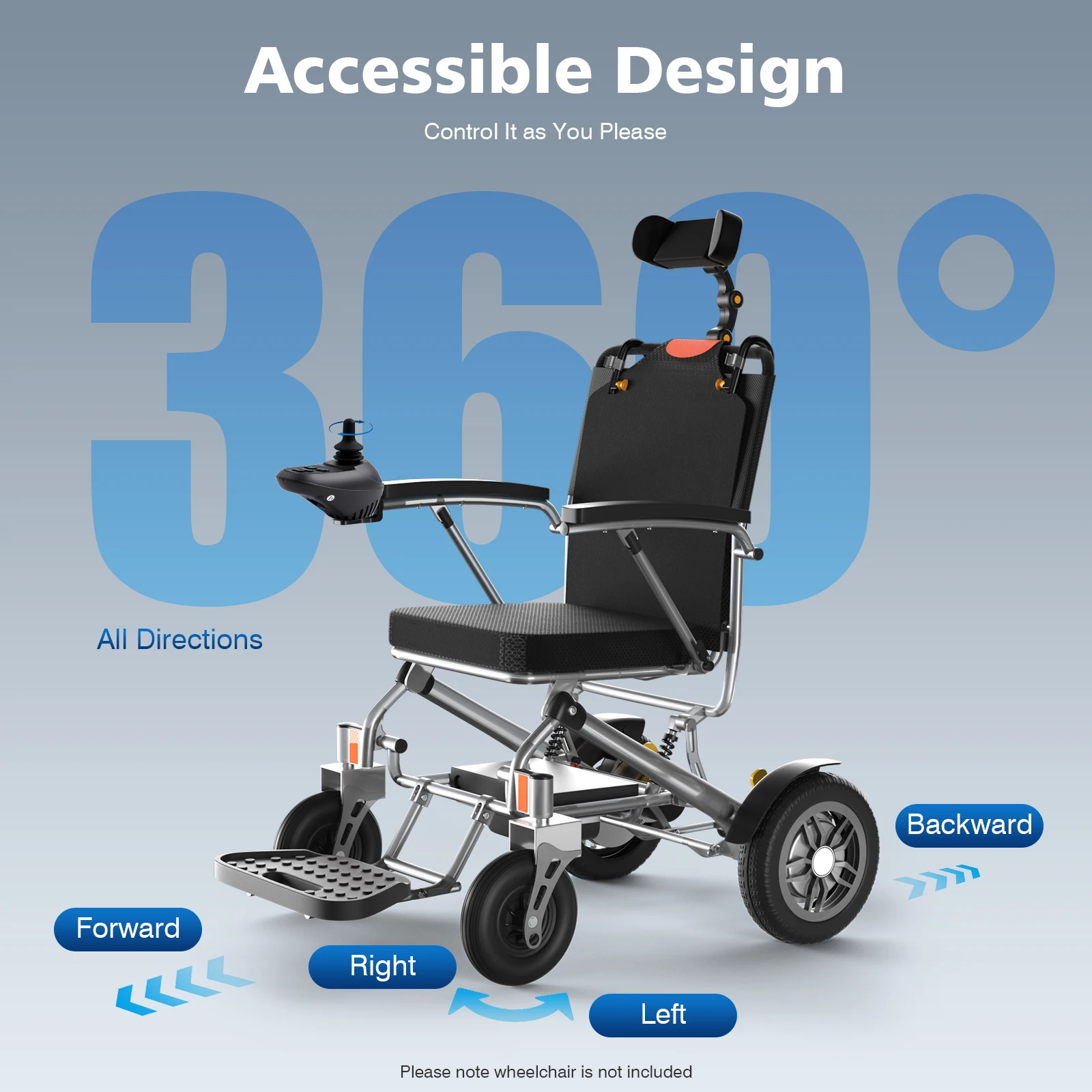 Electric Wheelchair Joystick Controller 50A DC24V ML2P+ Connection Aluminum Alloy Body 5-Speed Adjustment for Replacement Parts