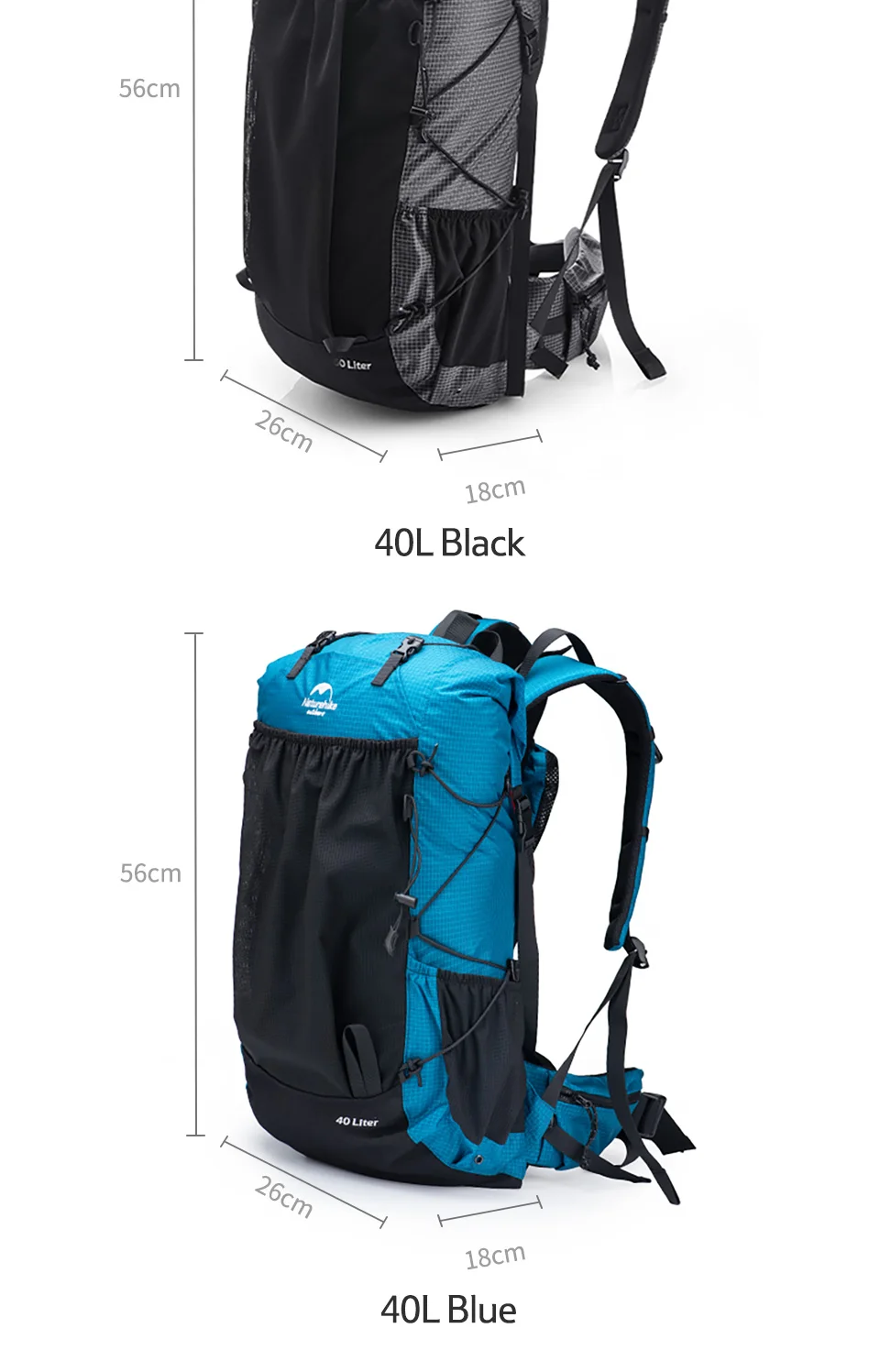Naturehike Outdoor Mountain Backpack 60+5L Waterproof High Capacity Sports Climbing Hiking Travel Bag With Rain Cover