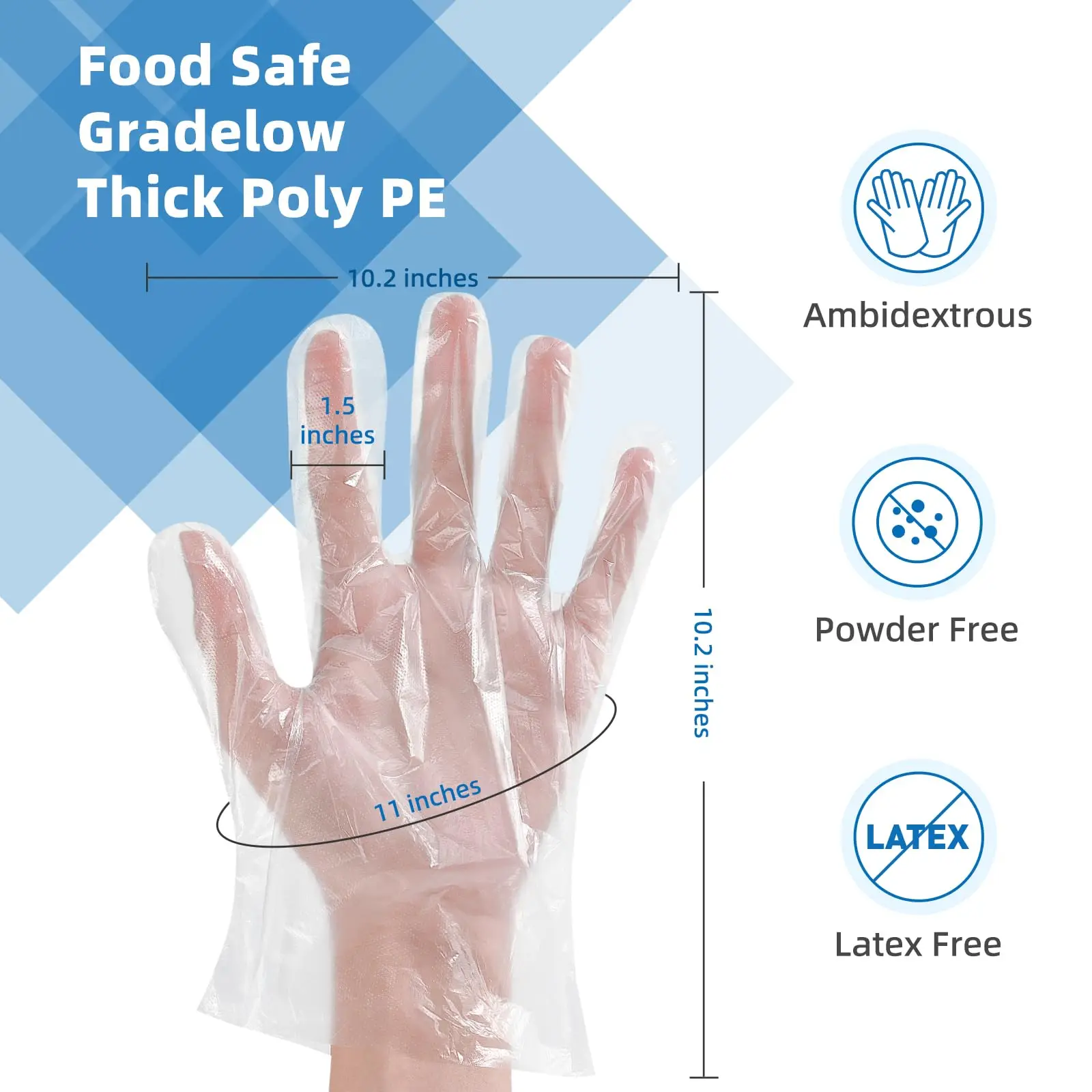 200 Pcs Disposable Clear Gloves - Food Grade Waterproof Oil-Proof for Kitchen Cooking Cleaning Catering