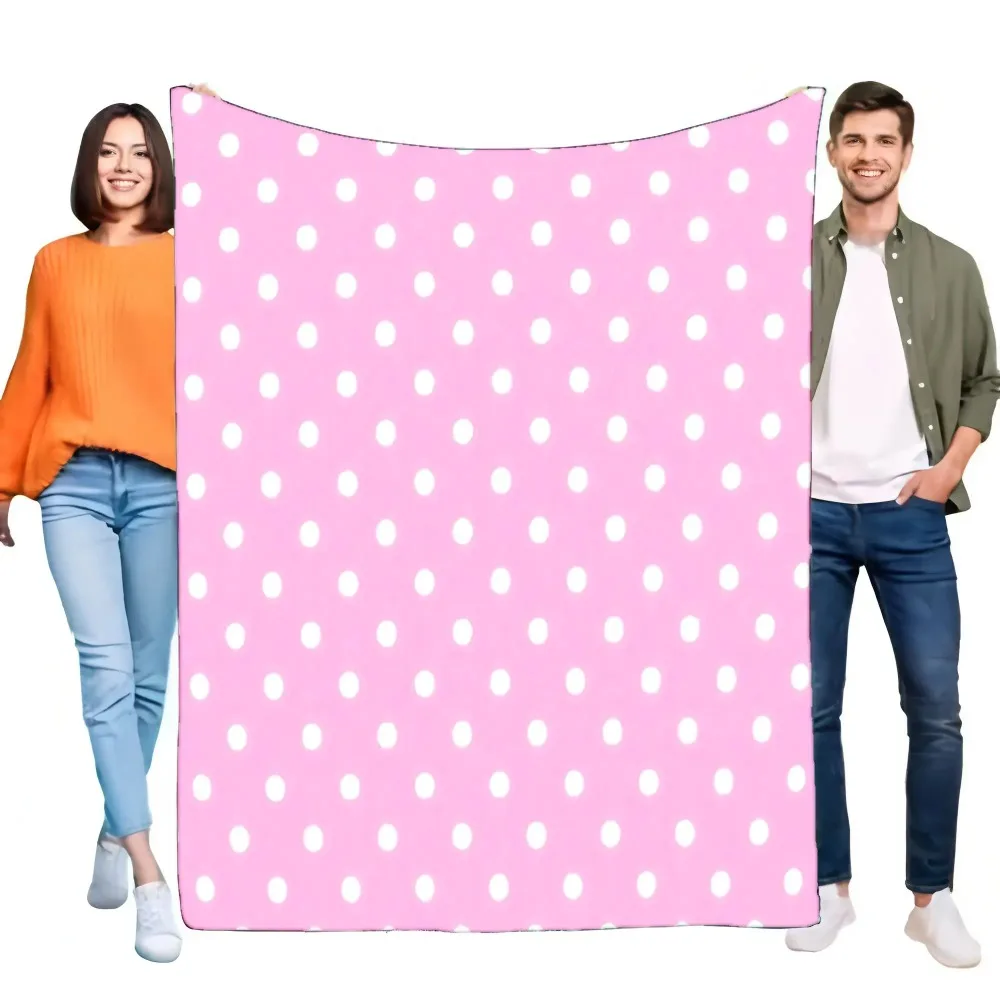 Pink Polka Dot Blanket Soft Cozy Sofa Throw Lightweight for All Seasons Comfortable Bed Cover Perfect Birthday or Holiday Gift F