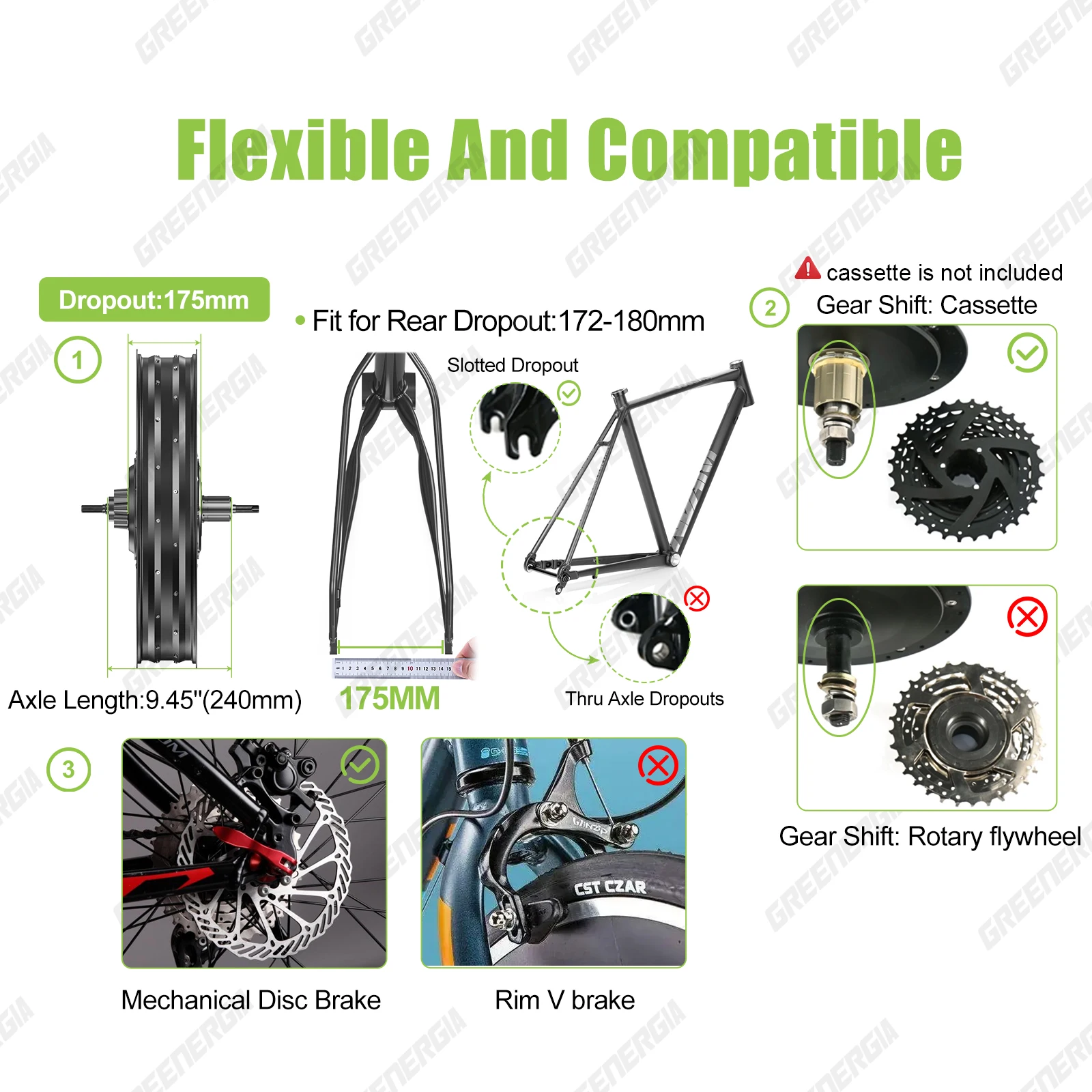 Bafang G062 48V1000W Ebike Conversion Kit 26 Inch 20 Inch Rear Hub Motor Kits for 20/26 inch Snow Fat Bike Electronic Bike Kit