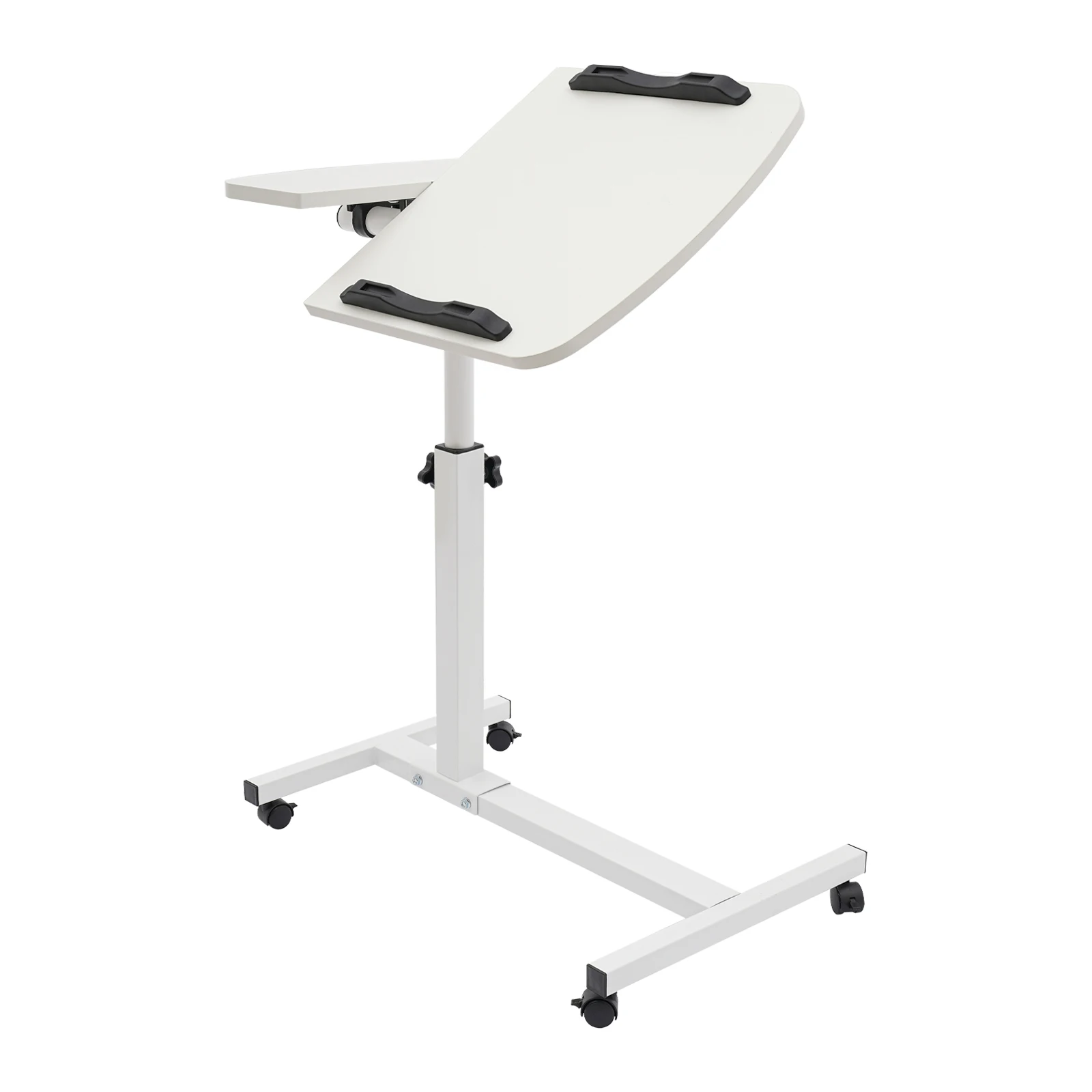 Laptop Desk Stand 360° Adjustable Tilting Overbed Table Computer Table C Shape Notebook Stand with 4 Lockable Wheels for Bed Sofa Office