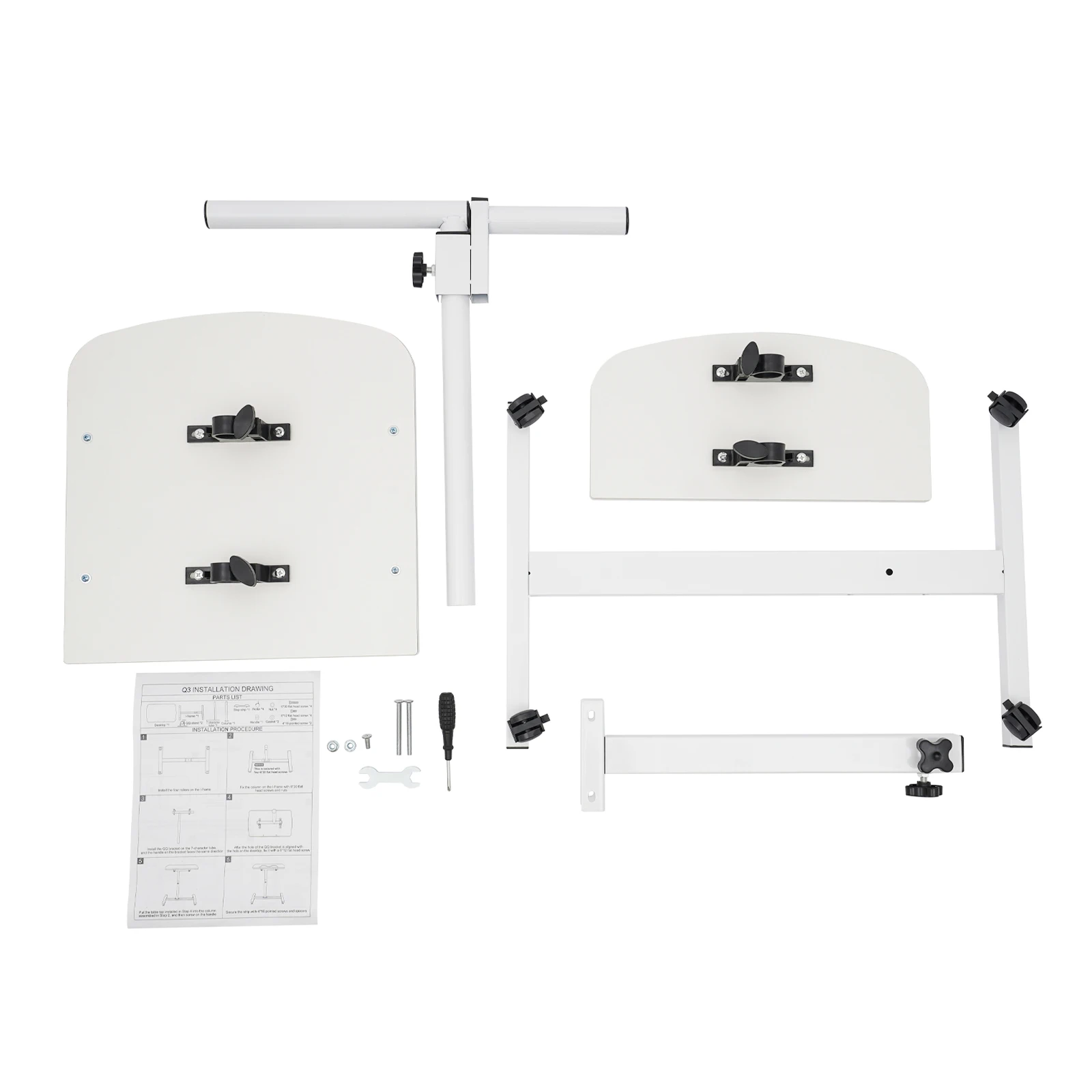 Laptop Desk Stand 360° Adjustable Tilting Overbed Table Computer Table C Shape Notebook Stand with 4 Lockable Wheels for Bed Sofa Office