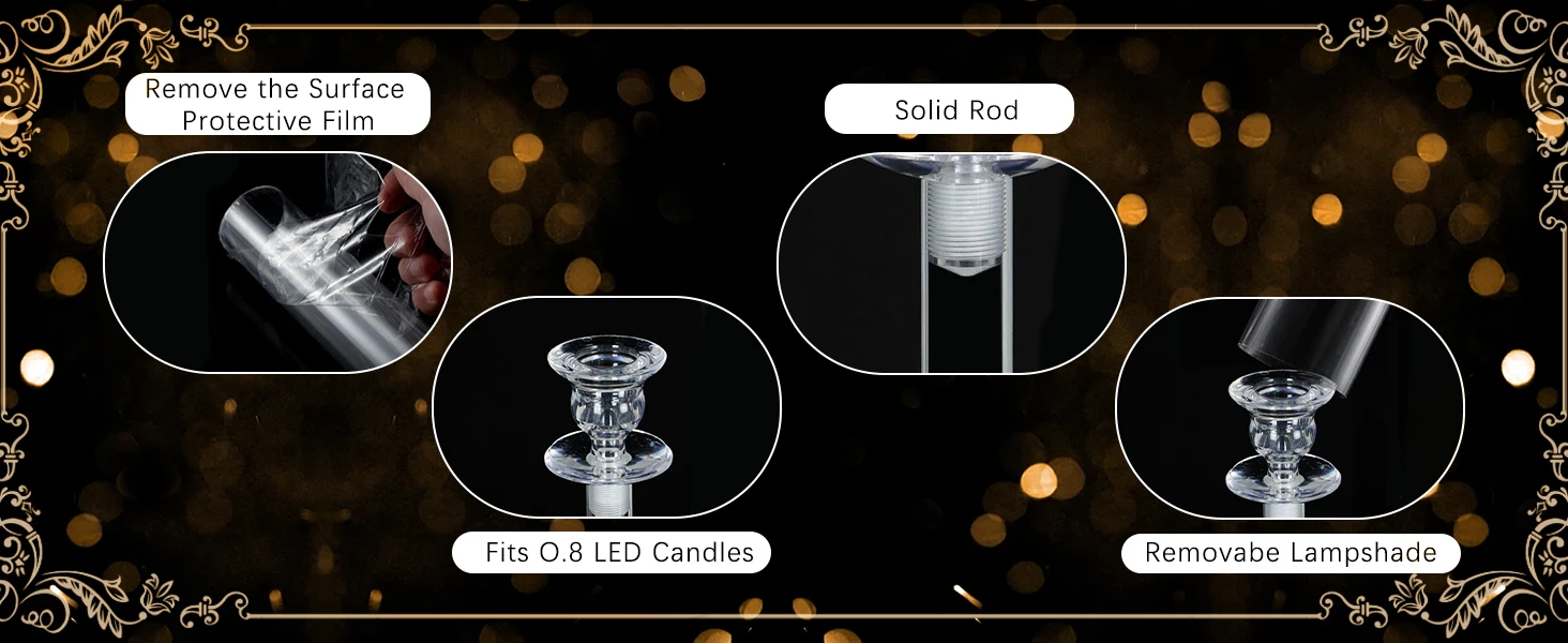 4PCS Acrylic Candelabra 5 Arm Clear Centerpiece for Wedding Table | Crystal Candle Holder with Lampshade for Birthday Christmas Party Dining Room Decor