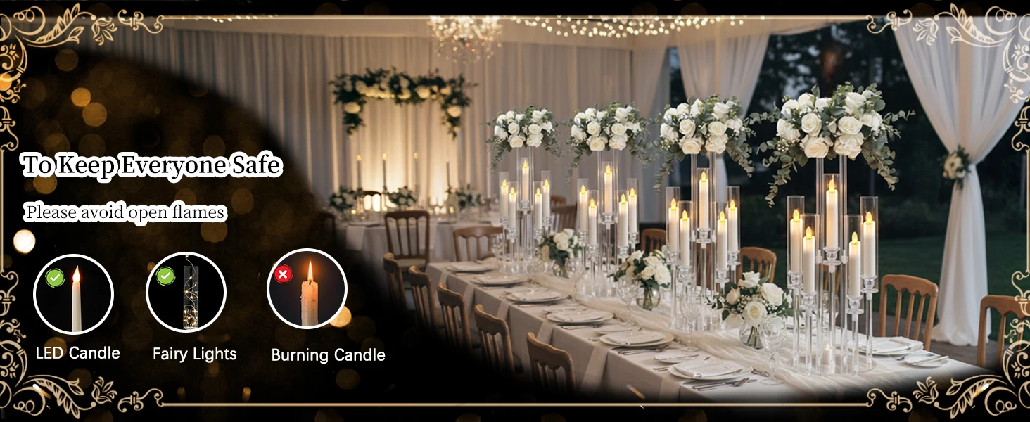 4PCS Acrylic Candelabra 5 Arm Clear Centerpiece for Wedding Table | Crystal Candle Holder with Lampshade for Birthday Christmas Party Dining Room Decor
