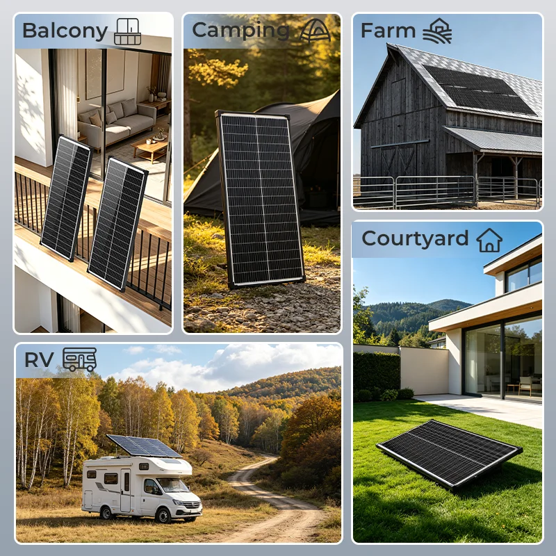 (US Stock 2-5 Days) AeternaSol 100W Solar Panel 18BB Monocrystalline PV Module 12V 24V Battery Charger for Home Residential Shed Garage Rooftop Cabin Farm Barn Off Grid Solar Power System Outdoor RV Boat Marine Camper Camping Emergency