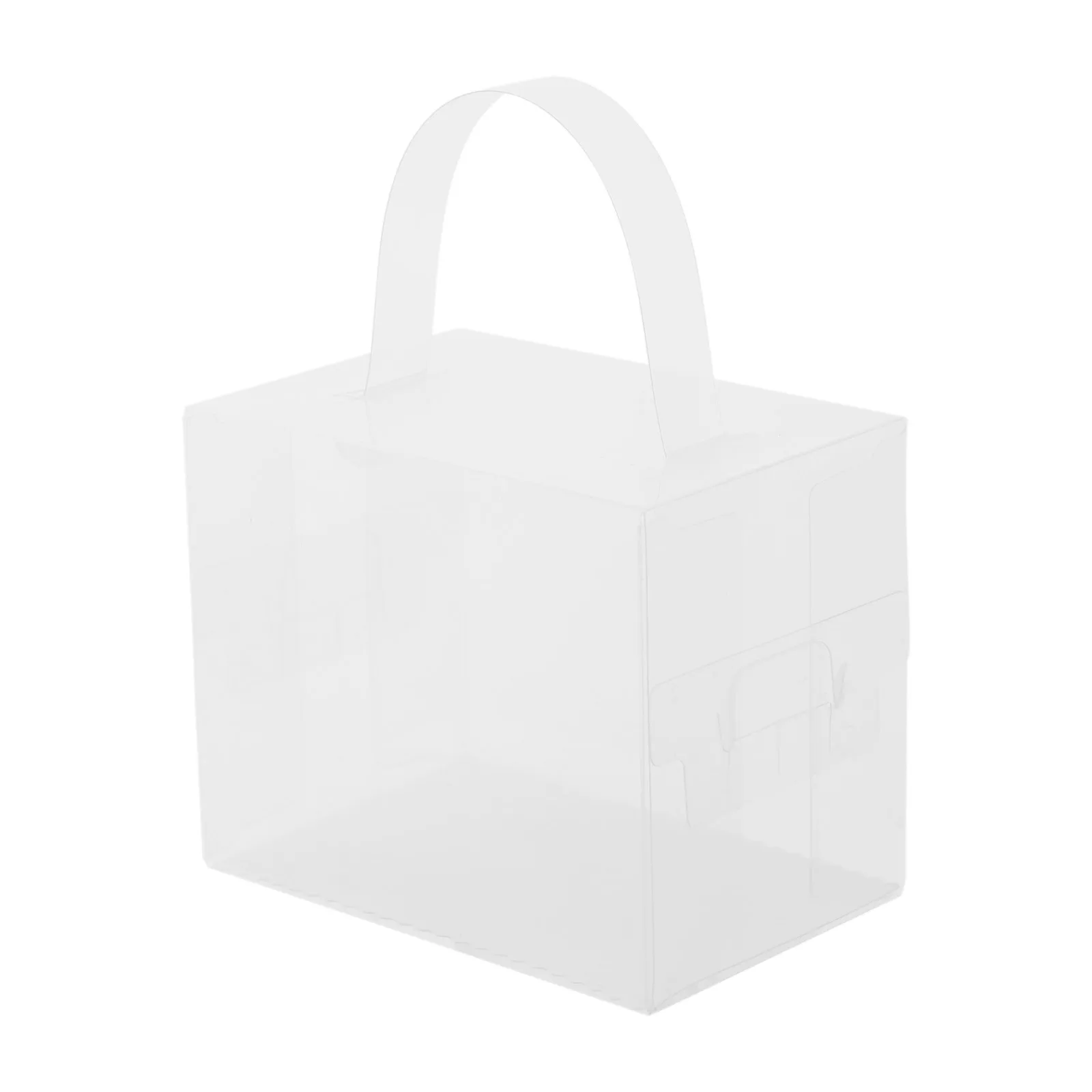 50 Pcs Clear Cake Boxes Set, Plastic Cake Carrier with Lid and Handle 4.7x3.9x3.15" for Cupcake Cookie Party Favor