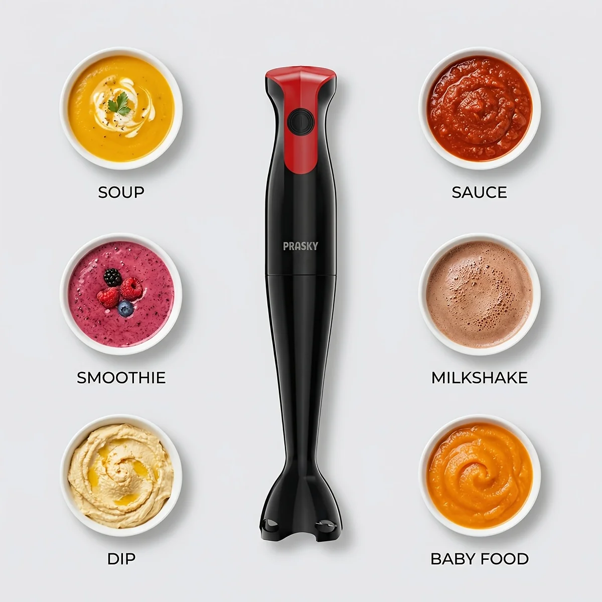 Immersion Hand Blender Electric Handheld Mixer Portable Stick Mixer Stainless Steel Blades for Smoothie Soup Puree Baby Food