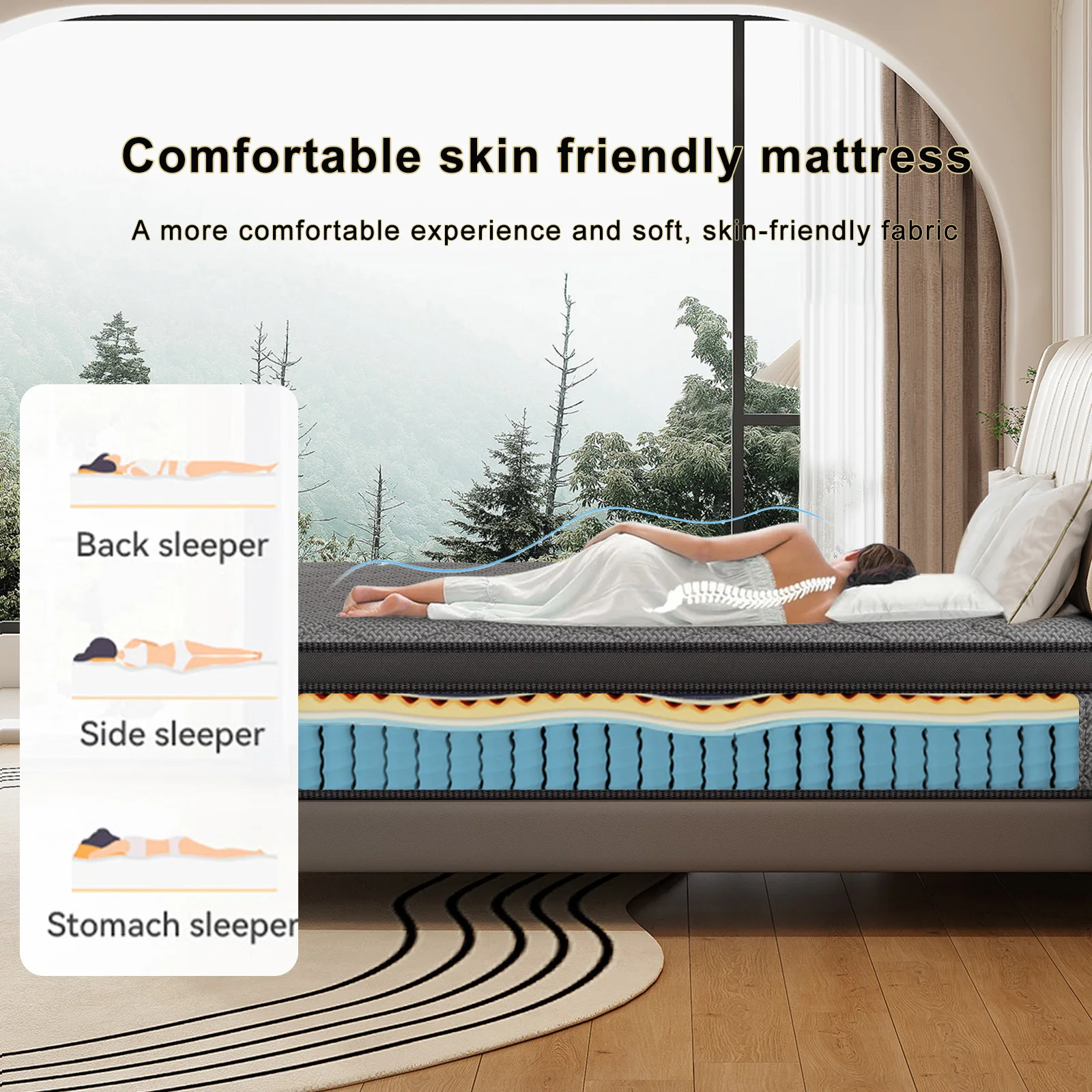 14"Gel Memory Foam Hybrid Pocket Spring Mattress Twin Full Queen King Bed Mattress In A Box, Medium Firm For Pain Relief Feel