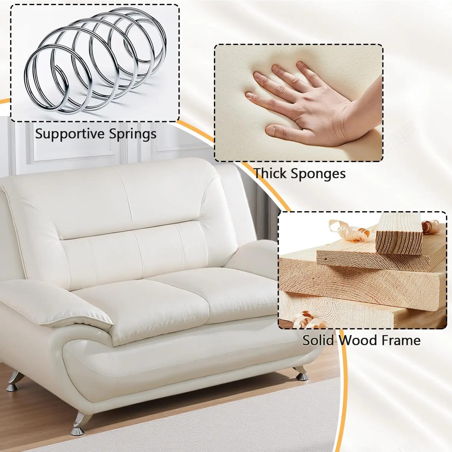 Leather Couch Set,2 Seater Loveseat Sofa for Living Room Furniture Sets,62" Loveseat for Living, Customized