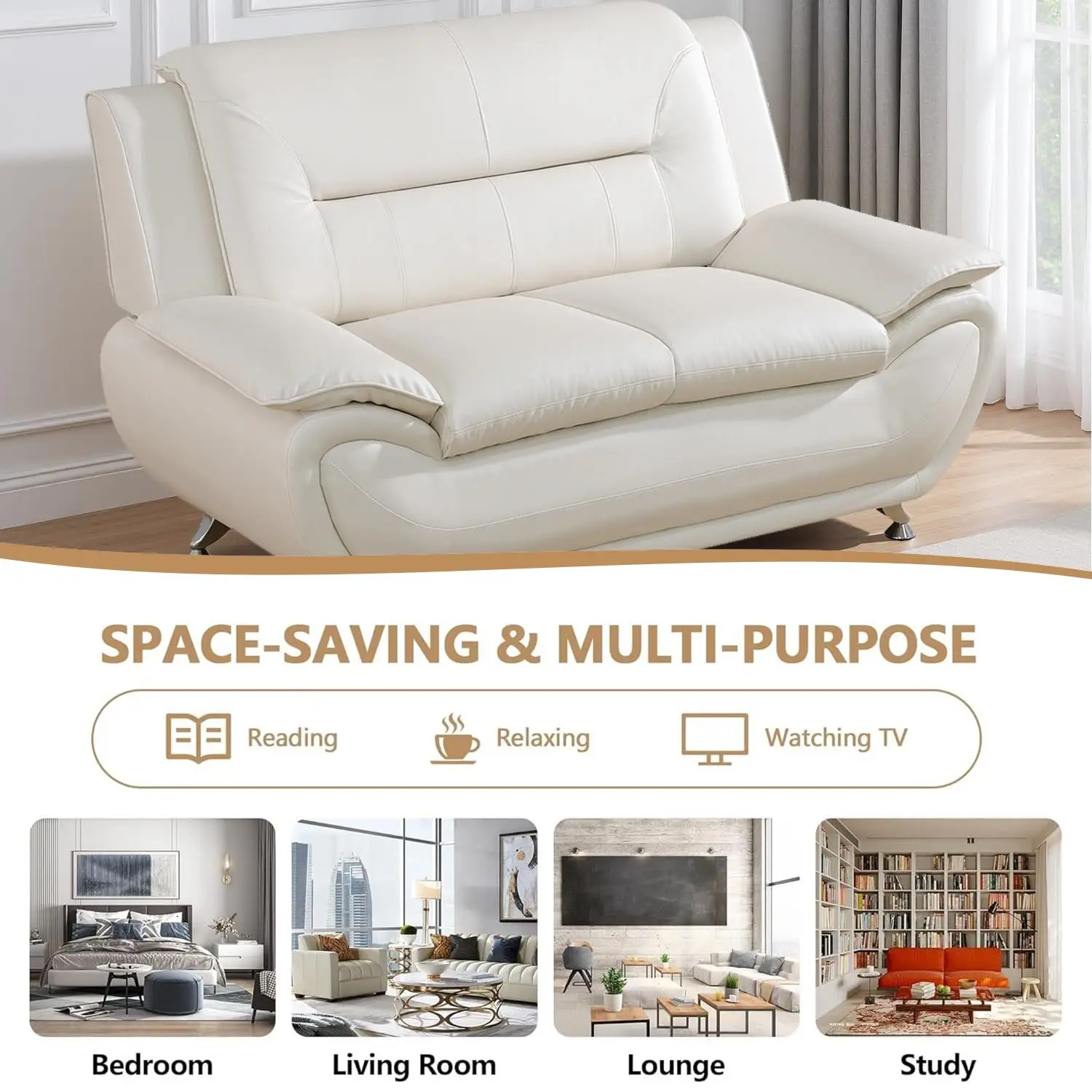 Leather Couch Set,2 Seater Loveseat Sofa for Living Room Furniture Sets,62" Loveseat for Living, Customized