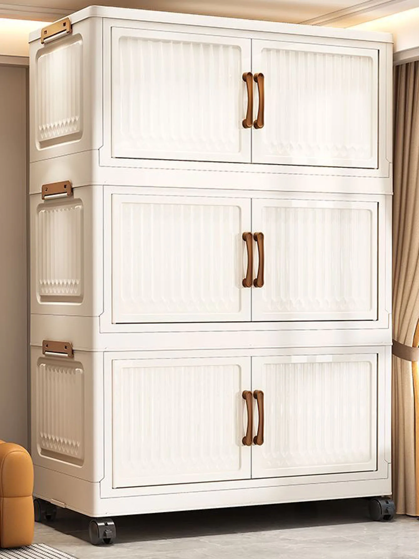 Thickened Home Storage Cabinet for Babies Living Room Bedroom No-Install Plastic Snack Cabinet Multi-Purpose Organizer