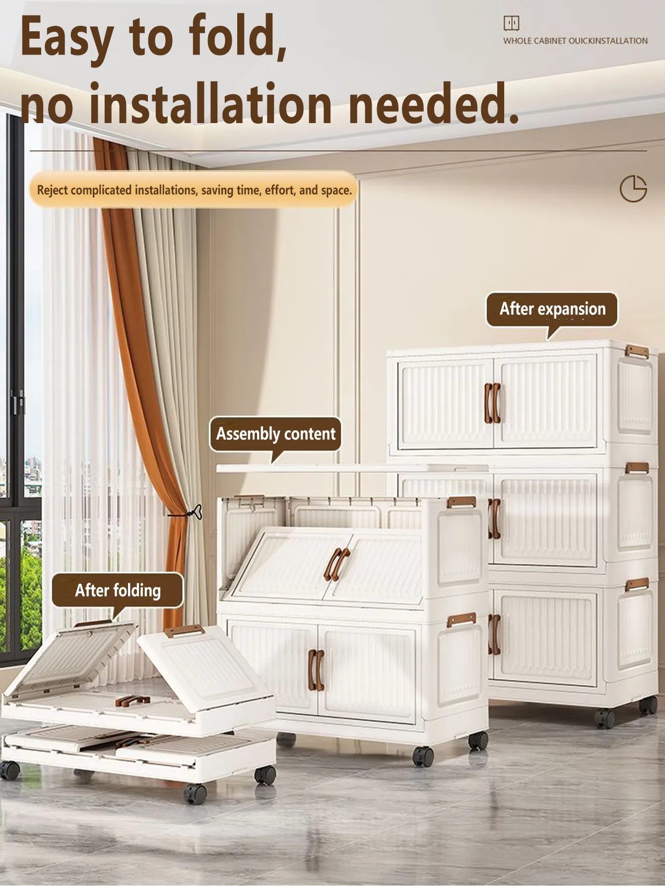 Thickened Home Storage Cabinet for Babies Living Room Bedroom No-Install Plastic Snack Cabinet Multi-Purpose Organizer