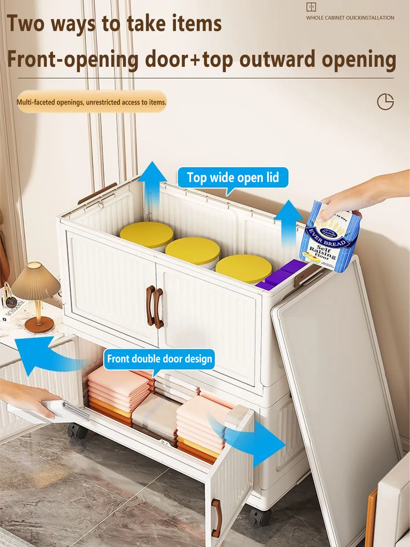 Thickened Home Storage Cabinet for Babies Living Room Bedroom No-Install Plastic Snack Cabinet Multi-Purpose Organizer