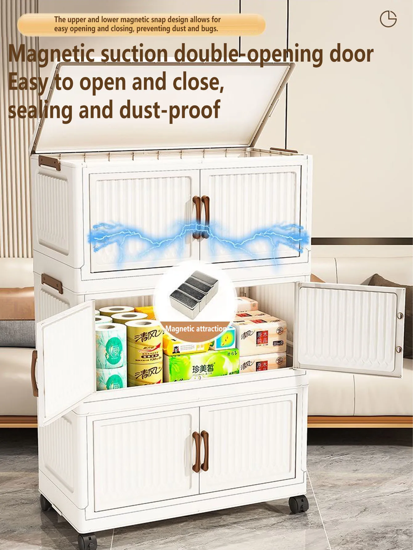 Thickened Home Storage Cabinet for Babies Living Room Bedroom No-Install Plastic Snack Cabinet Multi-Purpose Organizer