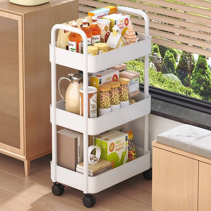 Multi-functional Moveable Trolley Kitchen Organizer Cart With Wheels Multi-Layer Bathroom Shelves Household Snacks Storage Rack