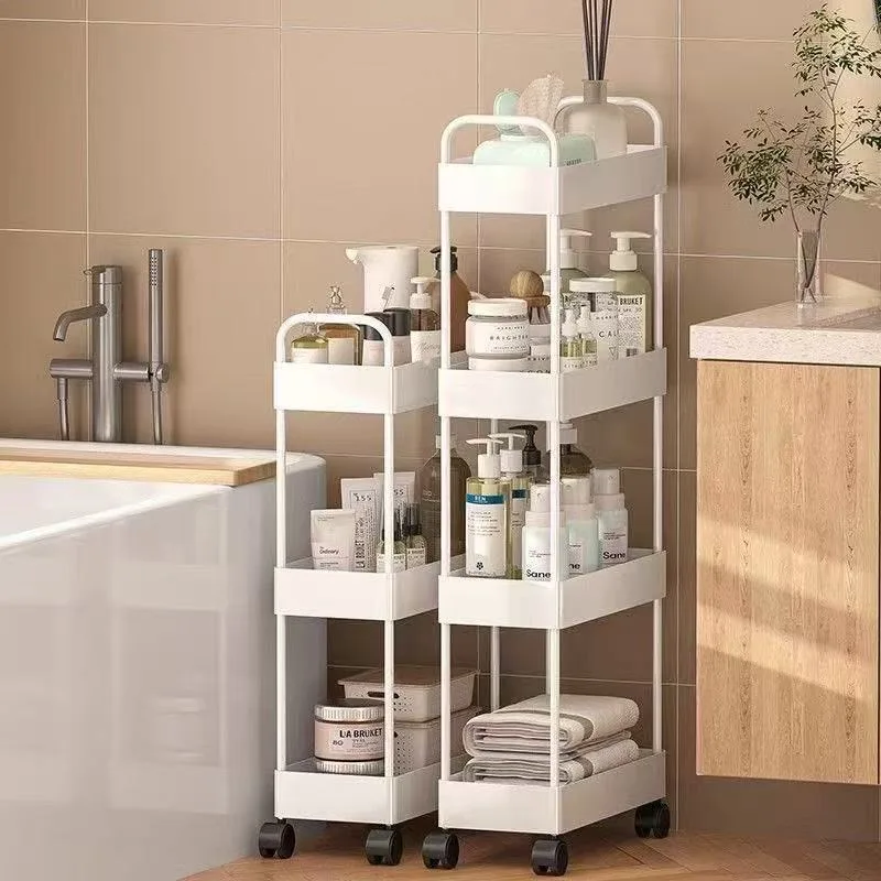 Multi-functional Moveable Trolley Kitchen Organizer Cart With Wheels Multi-Layer Bathroom Shelves Household Snacks Storage Rack