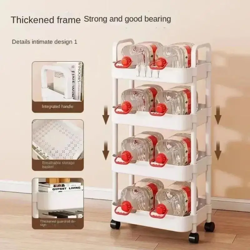 Multi-functional Moveable Trolley Kitchen Organizer Cart With Wheels Multi-Layer Bathroom Shelves Household Snacks Storage Rack