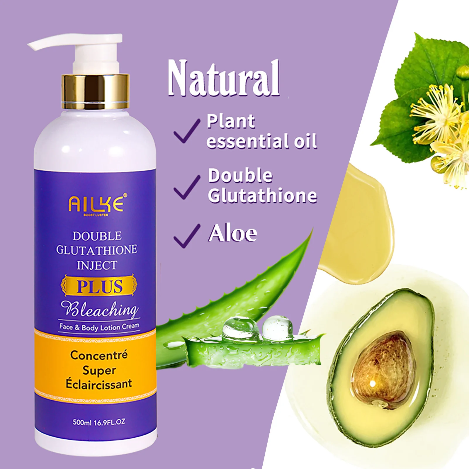 AILKE Double Glutathione PLUS Whitening Skin Care Set, Moisturizing, Reduce Dark Spots, Freckles, Melasma, Hyperpigmentation