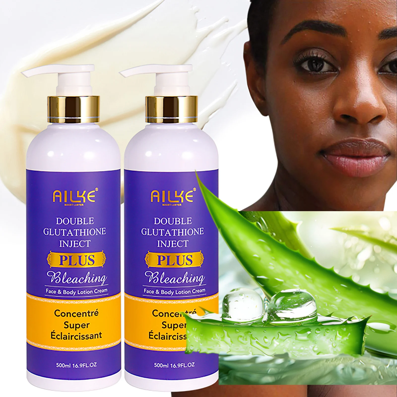 AILKE Double Glutathione PLUS Whitening Skin Care Set, Moisturizing, Reduce Dark Spots, Freckles, Melasma, Hyperpigmentation