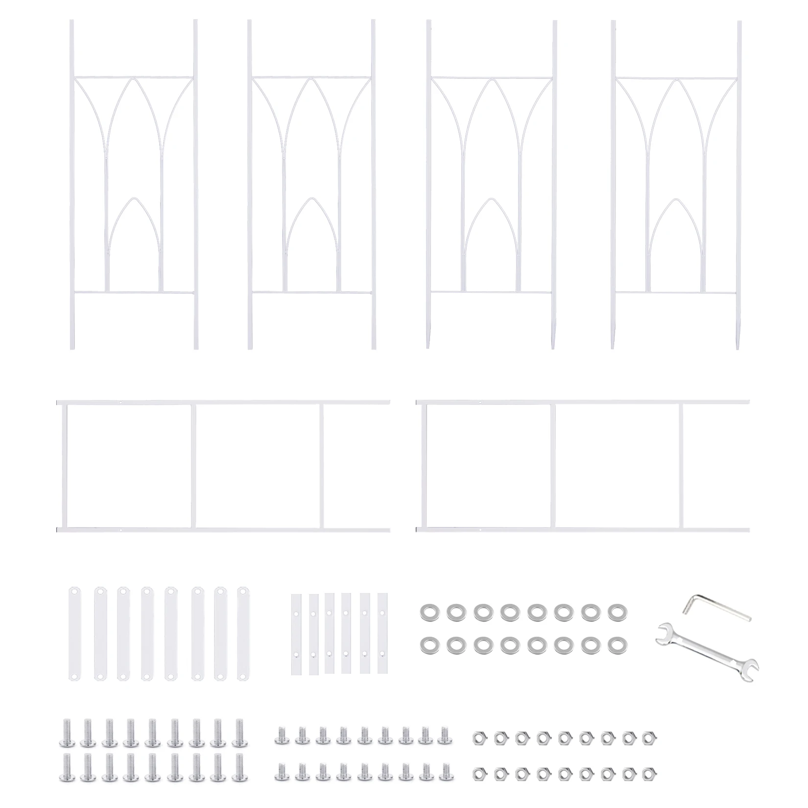 Stereoscopic White Garden Arch Arbor, Super Strong Metal Wedding Arch Decor, Outdoor Pergola Trellis