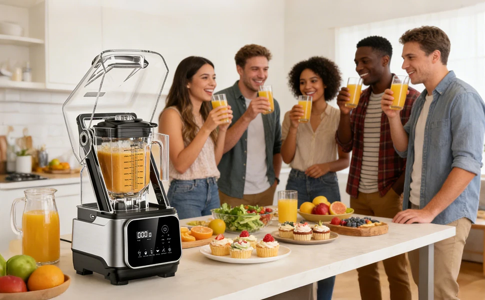 68oz Commercial Blender with Quiet Shield 2200W 6 in 1 Countertop Food Processor Easy Cleaning, for Juice, Ice Shakes, Smoothies