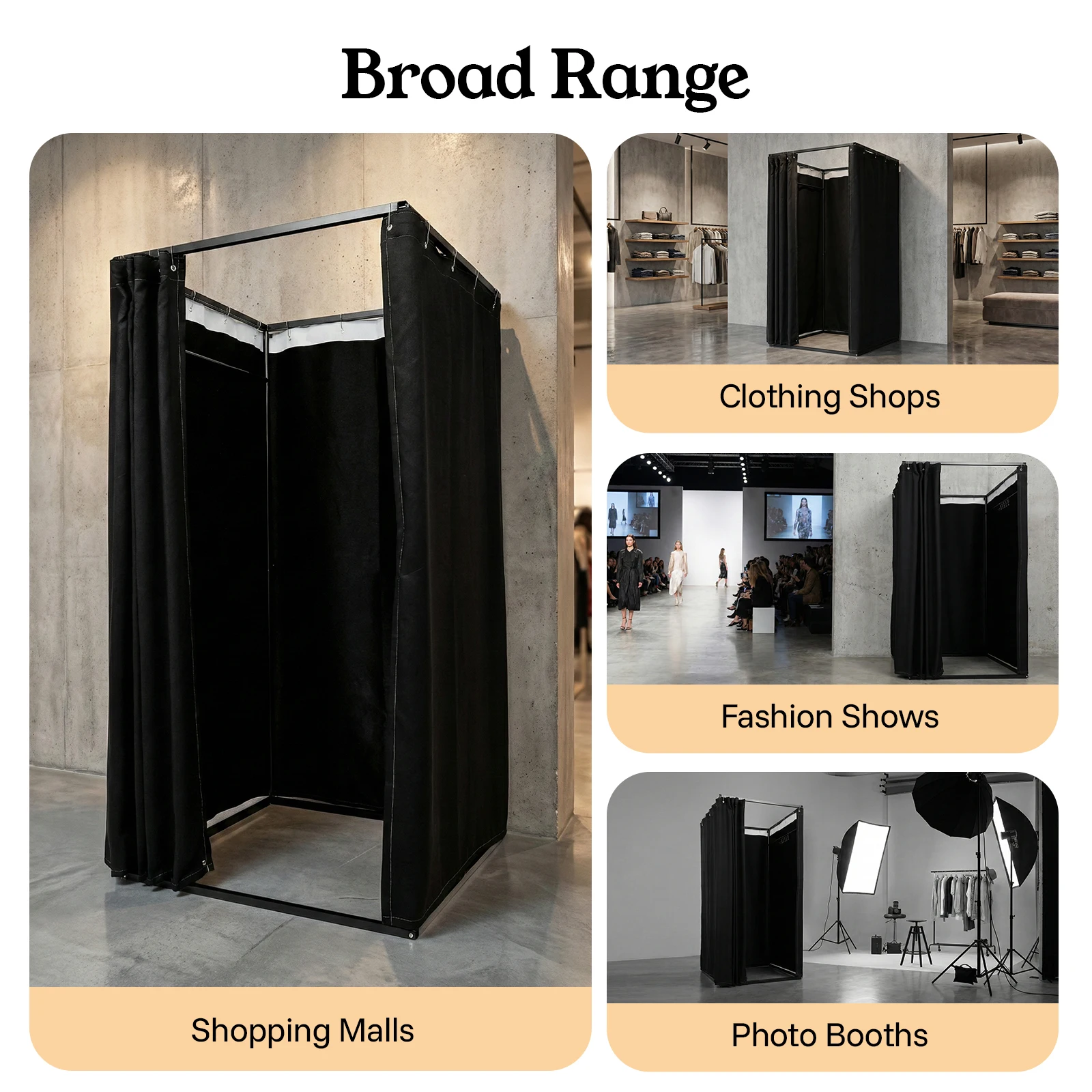 Portable Clothing Store Fitting Room, Curtain Changing Rooms, Private Room Divider, for Fit Room, Clothes Stores 100*100*200cm