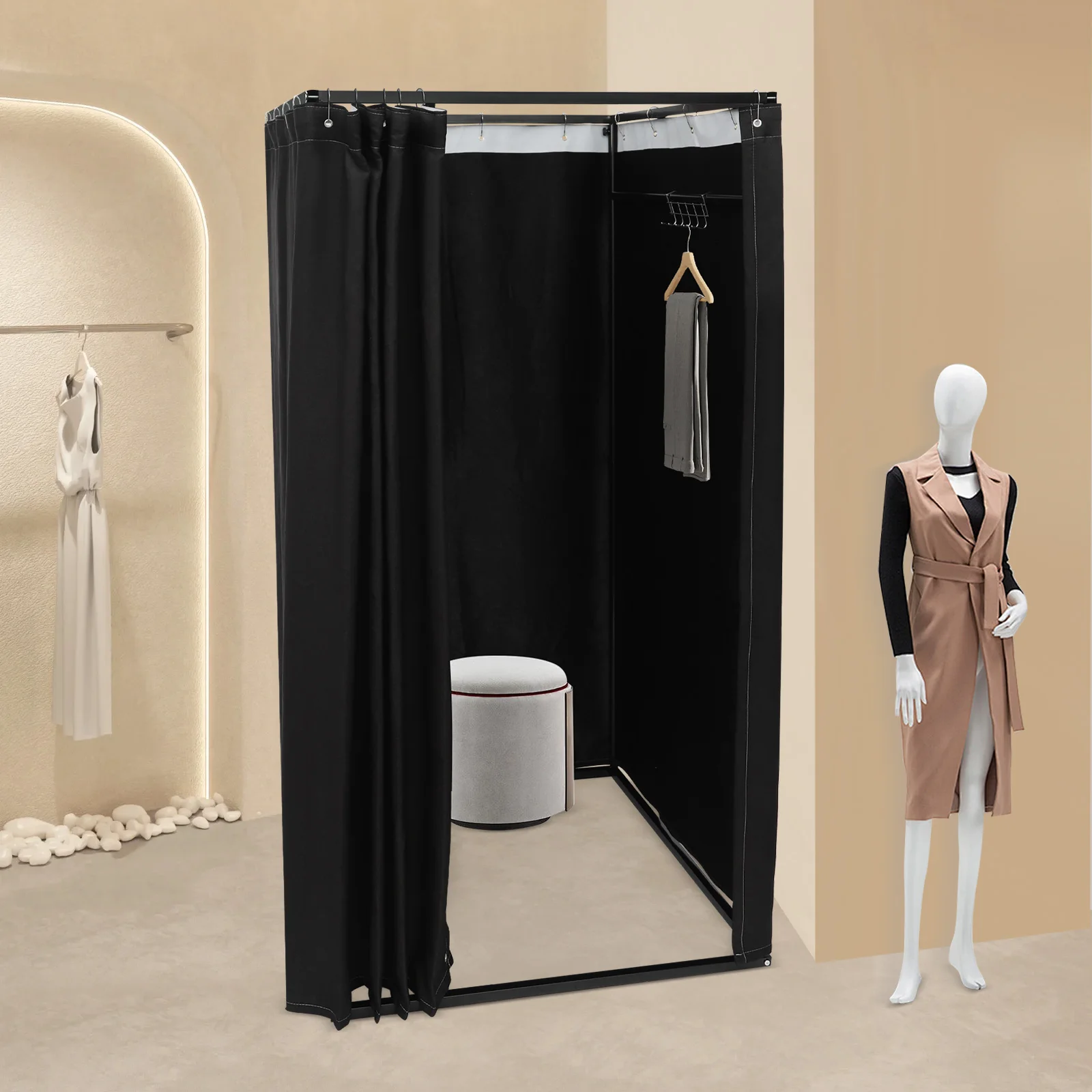 Portable Clothing Store Fitting Room, Curtain Changing Rooms, Private Room Divider, for Fit Room, Clothes Stores 100*100*200cm